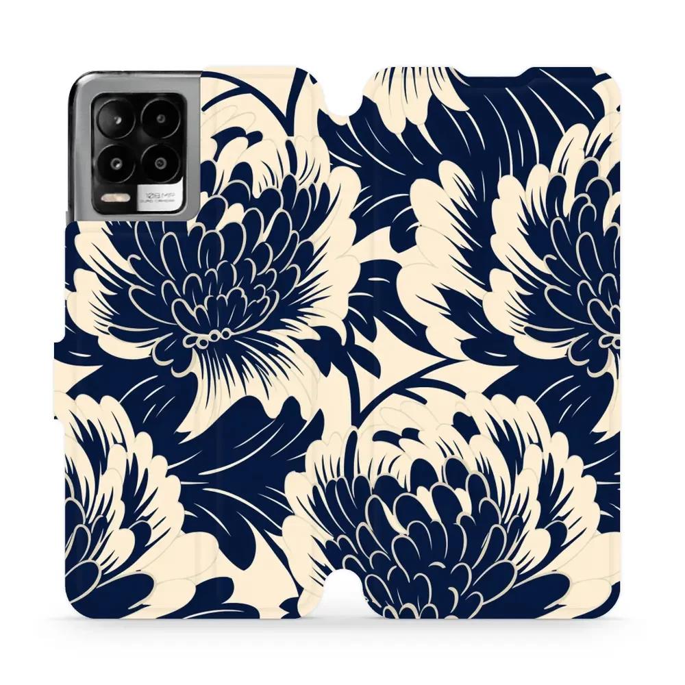 Flipové pouzdro Mobiwear - Realme 8 Pro - VA40S Modré a béžové květy