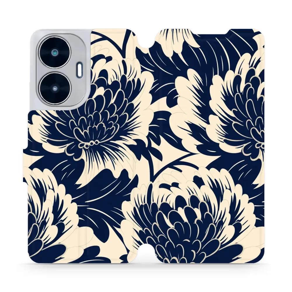 Flipové pouzdro Mobiwear - Realme C55 - VA40S Modré a béžové květy