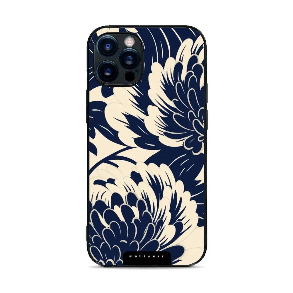 Lesklý kryt Mobiwear Glossy - Apple iPhone 12 Pro - GA40G Modré a béžové květy