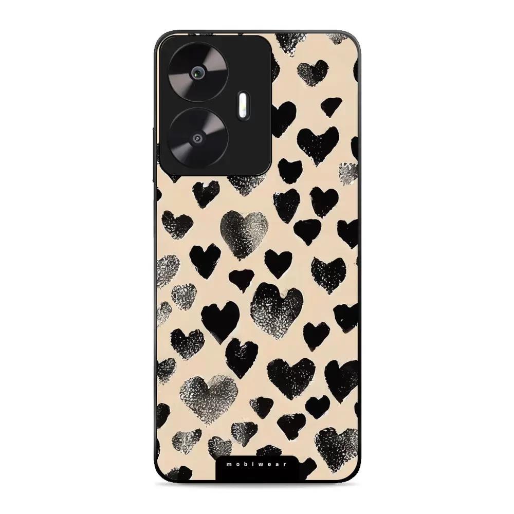 Lesklý kryt Mobiwear Glossy - Realme C55 - GA51G Černá srdíčka - VÝPRODEJ