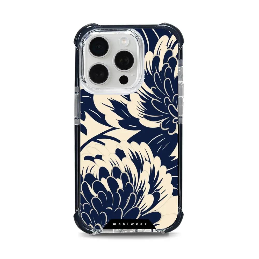 Odolný obal Mobiwear MagSafe Elite Bumper - Apple iPhone 15 Pro - DA40D Modré a béžové květy