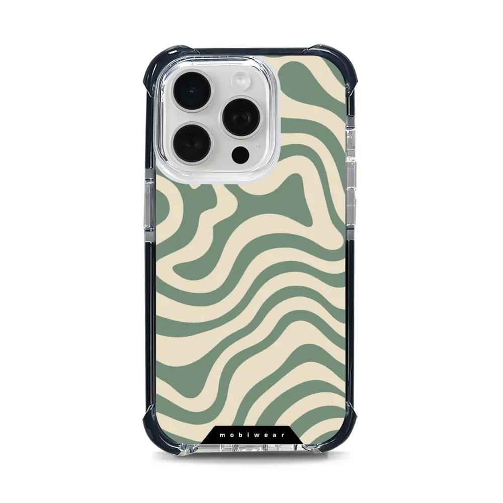 Odolný obal Mobiwear MagSafe Elite Bumper - Apple iPhone 15 Pro - DA57D Zelené a béžové zkrouceniny