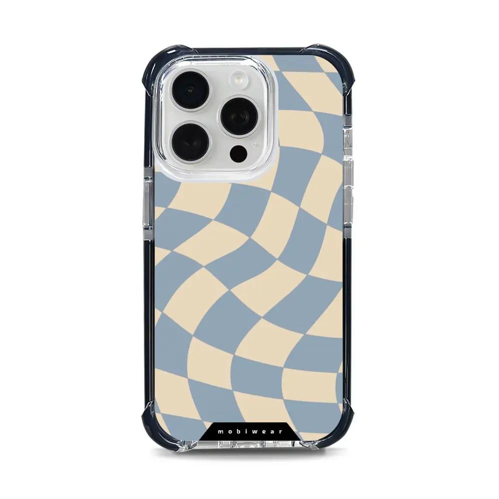 Odolný obal Mobiwear MagSafe Elite Bumper - Apple iPhone 15 Pro - DA59D Modrá a béžová šachovnice