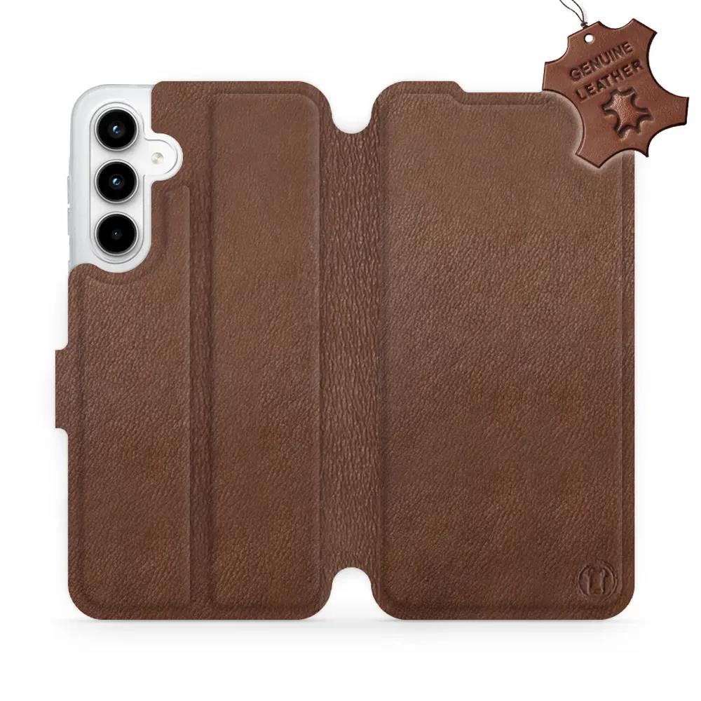 Kožené flip pouzdro Mobiwear - Samsung Galaxy A35 5G - Hnědé