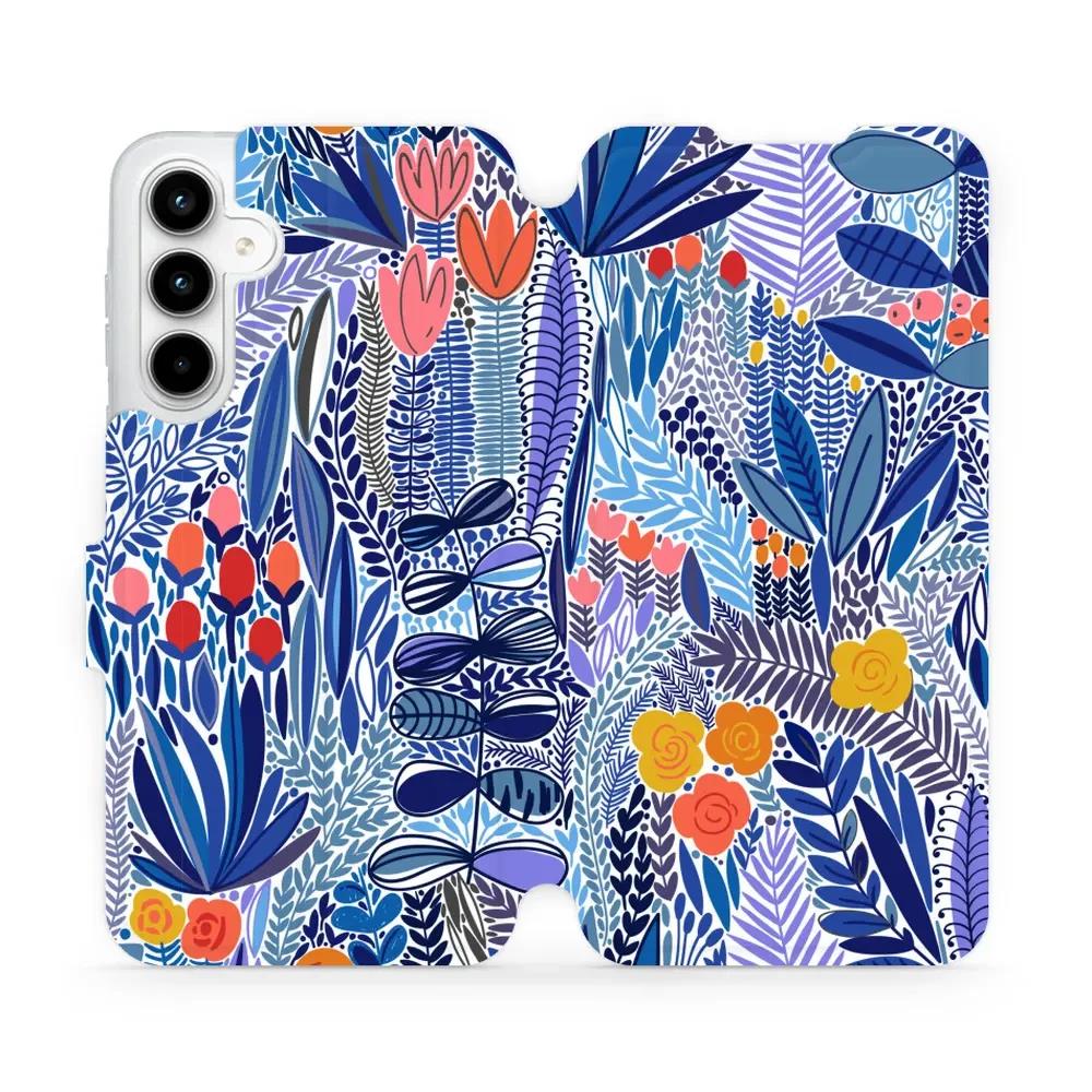 Flipové pouzdro Mobiwear - Samsung Galaxy A35 5G - MP03P Modrá květena