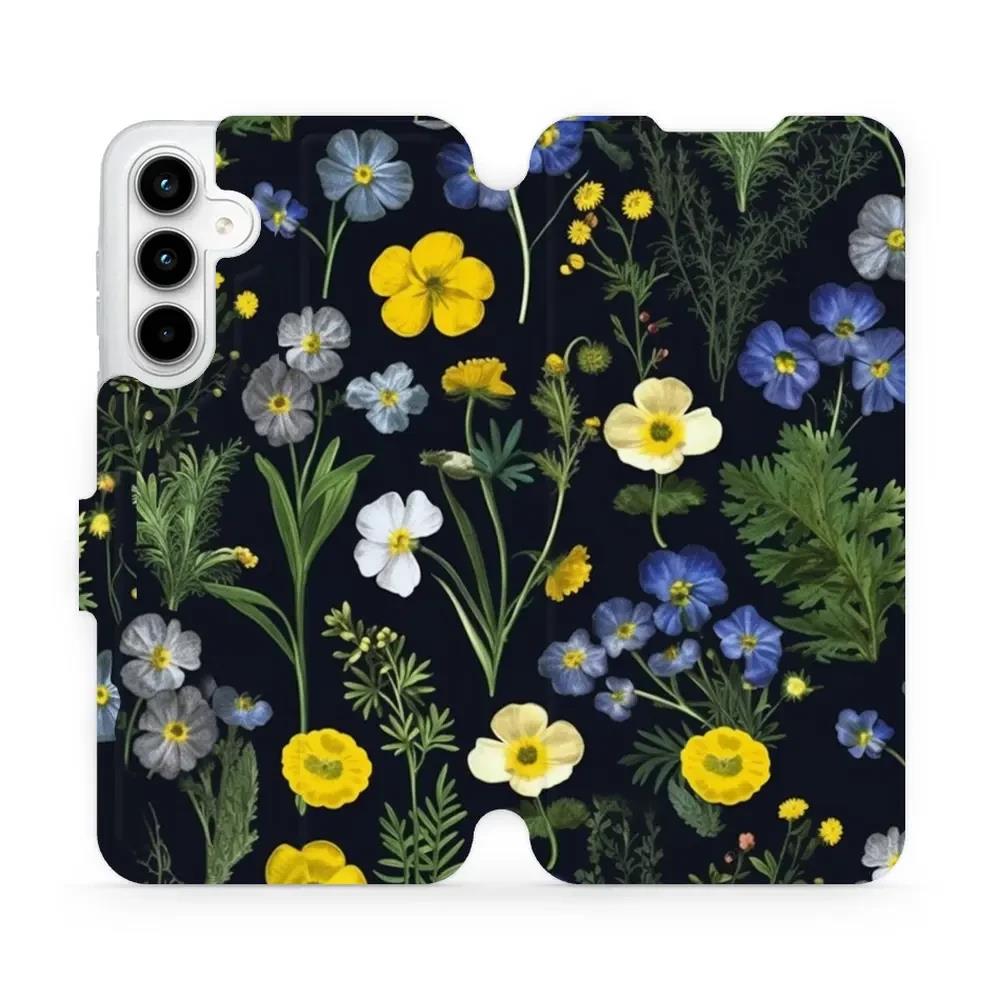 Flipové pouzdro Mobiwear - Samsung Galaxy A35 5G - VP47S Kvítky v černé