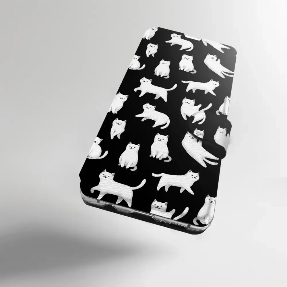 Flip pouzdro na mobil Honor 600 - Mobiwear V163S, bílé kočičky