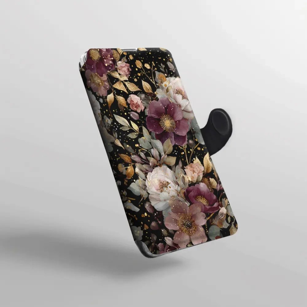 Flip pouzdro Mobiwear na mobil Samsung Galaxy S26 - V169S, zlatavé kvítky