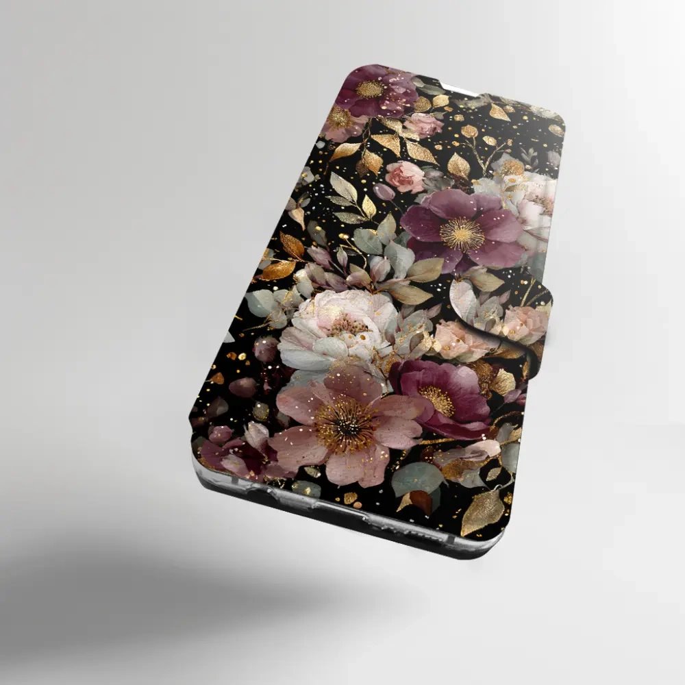 Flip pouzdro Mobiwear na mobil Samsung Galaxy S26 - V169S, zlatavé kvítky