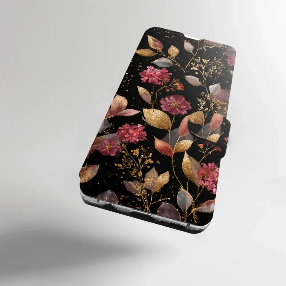 Flip pouzdro Mobiwear na mobil Samsung Galaxy S26 - V171S, zlatavé lístky a květy