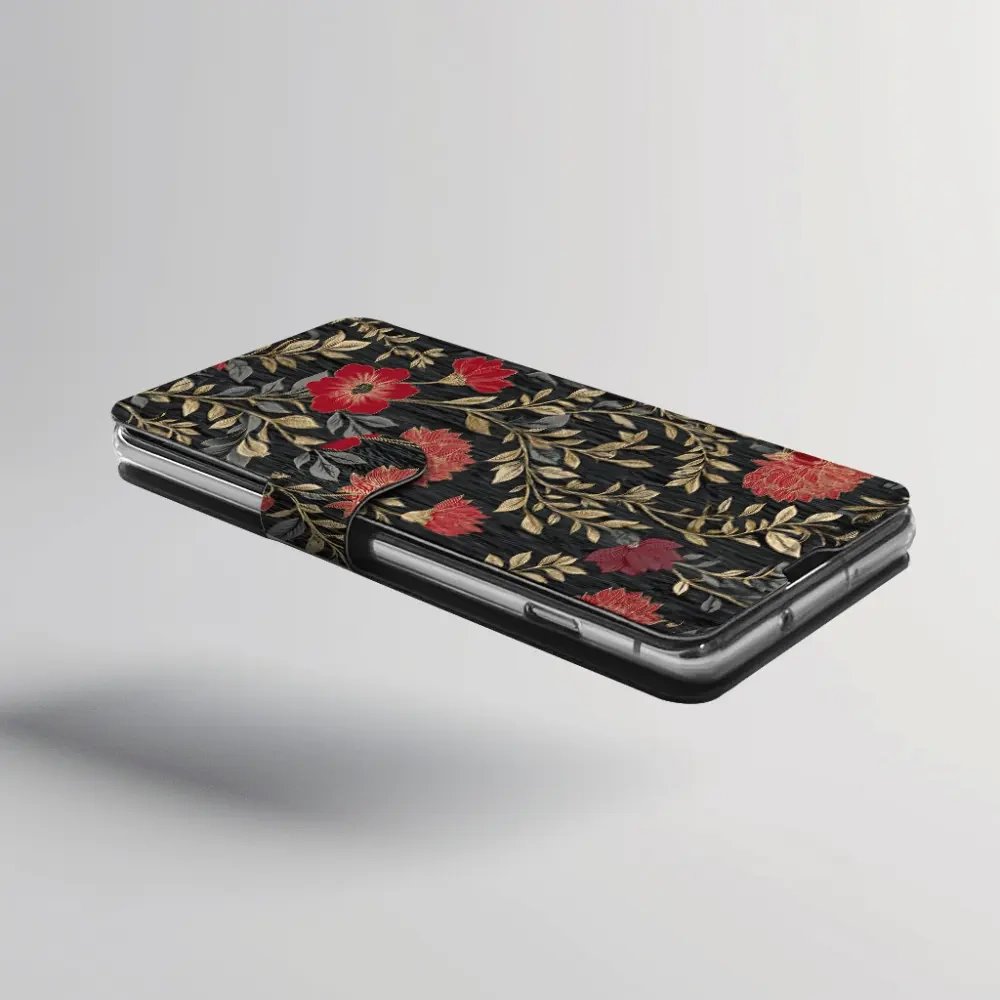 Flip pouzdro na mobil Honor 600 Lite - Mobiwear V172S, červená kvítka