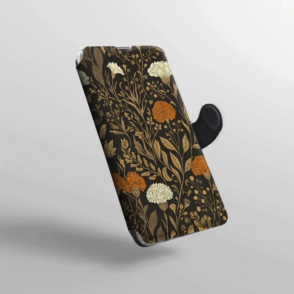 Flip pouzdro na mobil Honor 600 Lite - Mobiwear V174S, béžová a oranžová kvítka