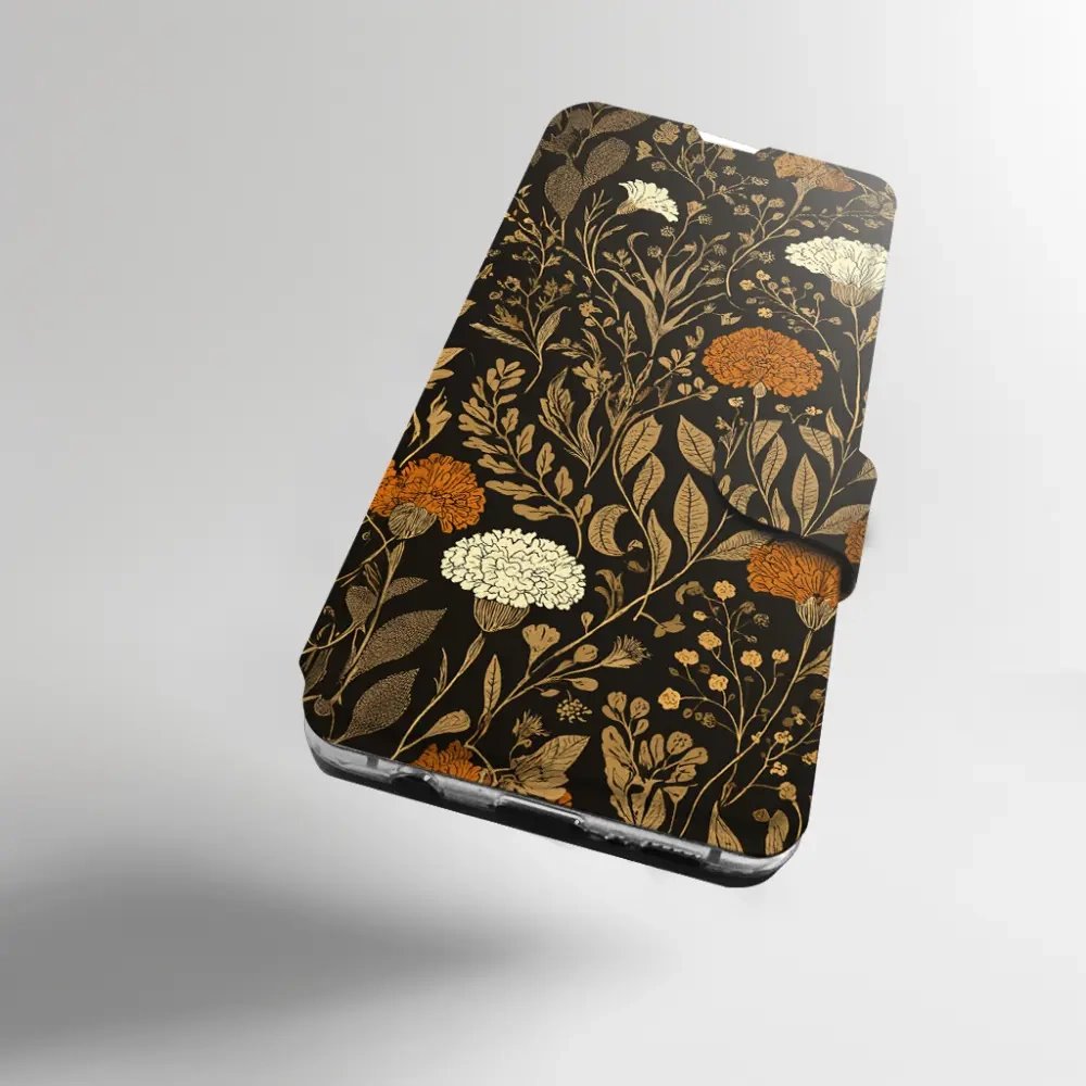 Flip pouzdro na mobil Honor 600 Lite - Mobiwear V174S, béžová a oranžová kvítka