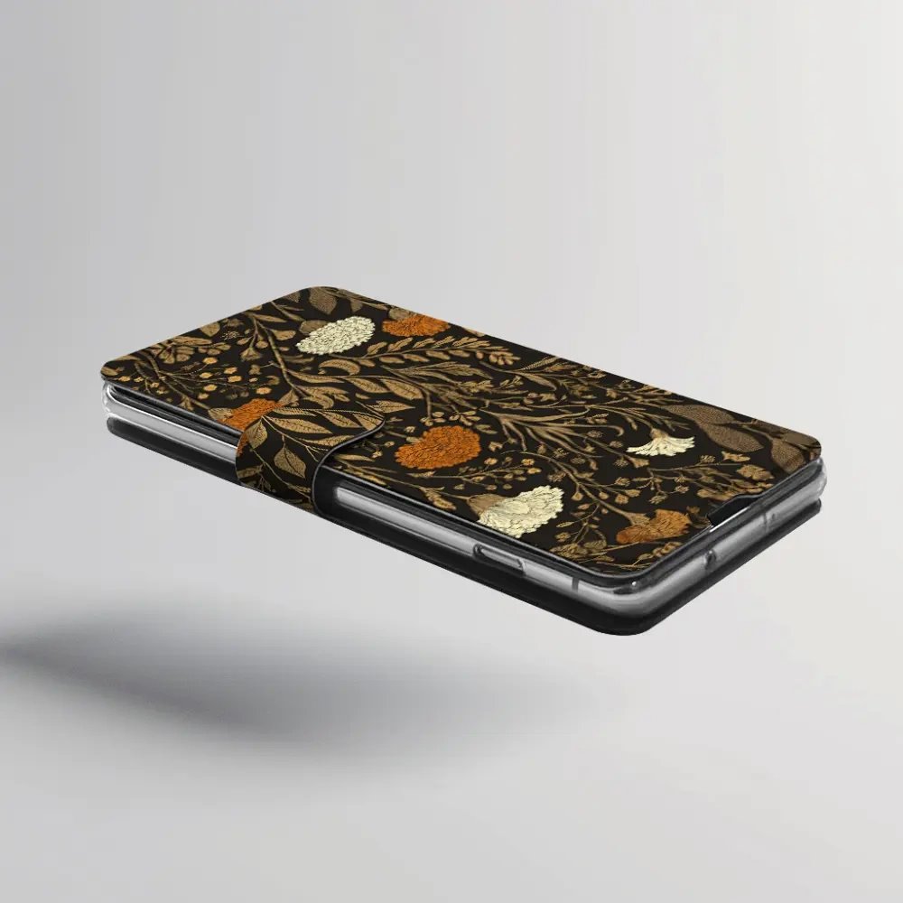 Flip pouzdro na mobil Honor 600 Lite - Mobiwear V174S, béžová a oranžová kvítka
