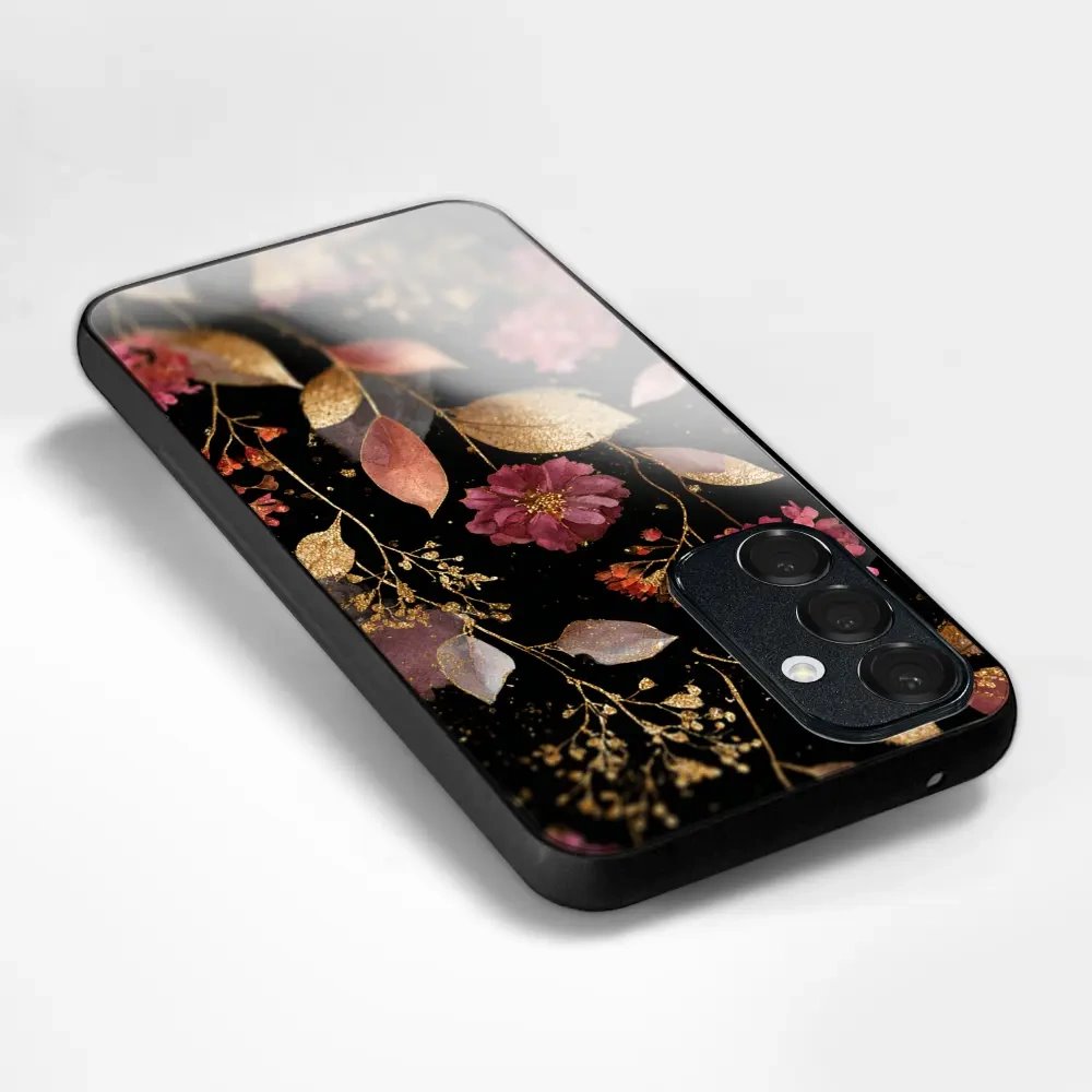 Lesklý kryt na mobil Samsung Galaxy S26 - Mobiwear Glossy G171G, zlatavé lístky a květy