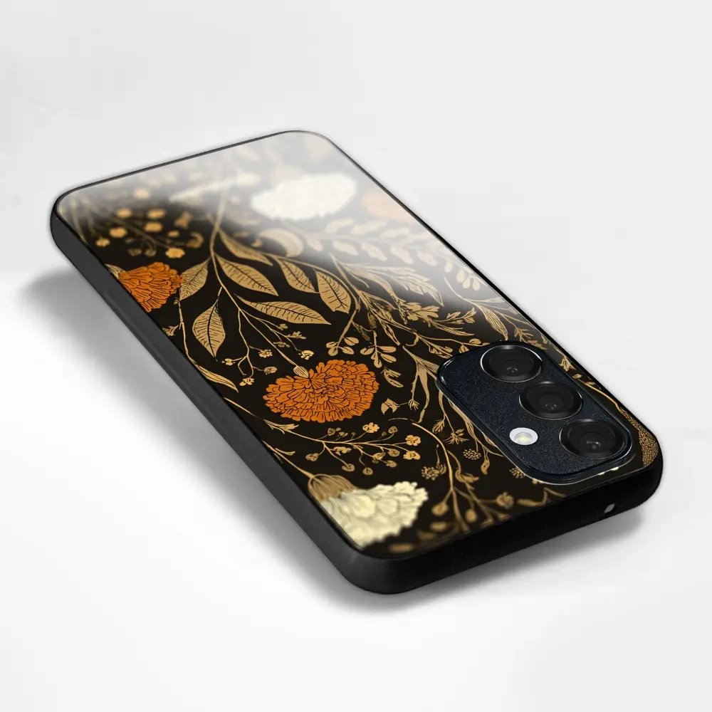 Lesklý kryt na mobil Samsung Galaxy Z Fold7 - Mobiwear Glossy G174G, béžová a oranžová kvítka