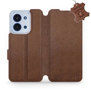 Kožené flip pouzdro Mobiwear - Xiaomi Poco C85 - Hnědé