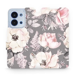 Flipové pouzdro Mobiwear - Xiaomi Poco C85 - MX06S Květy na šedém pozadí