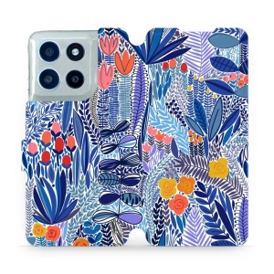Flipové pouzdro Mobiwear - Motorola Moto G56 5G - MP03P Modrá květena
