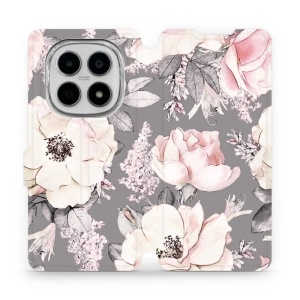 Flipové pouzdro Mobiwear - Xiaomi Redmi Note 15 5G - MX06S Květy na šedém pozadí