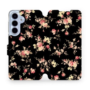 Flipové pouzdro Mobiwear - Samsung Galaxy S25 FE - VD02S Květy na černé