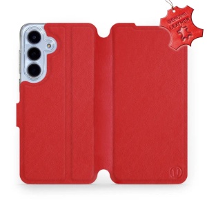 Kožené flip pouzdro Mobiwear - Samsung Galaxy S25 FE - Červené