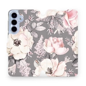 Flipové pouzdro Mobiwear - Samsung Galaxy S25 FE - MX06S Květy na šedém pozadí