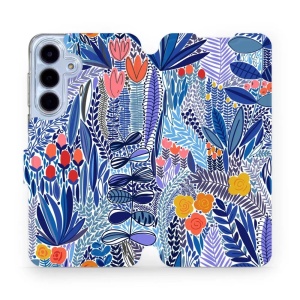 Flipové pouzdro Mobiwear - Samsung Galaxy S25 FE - MP03P Modrá květena