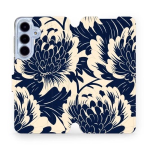 Flipové pouzdro Mobiwear - Samsung Galaxy S25 FE - VA40S Modré a béžové květy