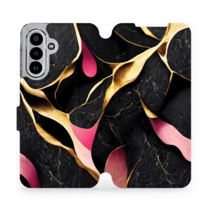 Flipové pouzdro Mobiwear - Samsung Galaxy A17 / A17 5G - VP35S Černý a zlatavý mramor