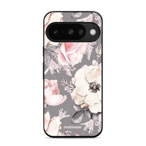 Lesklý kryt Mobiwear Glossy - Google Pixel 10 - G034G - Květy na šedém pozadí