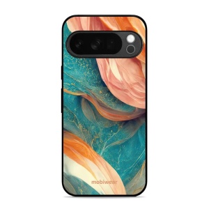 Lesklý kryt Mobiwear Glossy - Google Pixel 10 Pro - G025G - Azurový a oranžový mramor