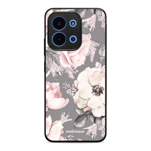 Lesklý kryt Mobiwear Glossy - Xiaomi Poco C85 - G034G - Květy na šedém pozadí