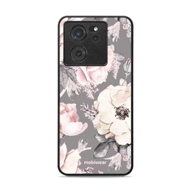 Lesklý kryt Mobiwear Glossy - Xiaomi 13T / 13T Pro - G034G - Květy na šedém pozadí