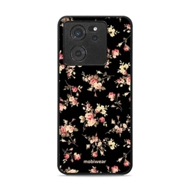 Lesklý kryt Mobiwear Glossy - Xiaomi 13T / 13T Pro - G039G - Květy na černé