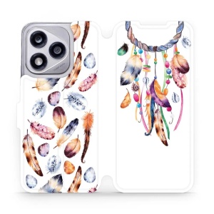 Flipové pouzdro Mobiwear - Honor 400 Lite 5G - M003S Lapač a barevná pírka