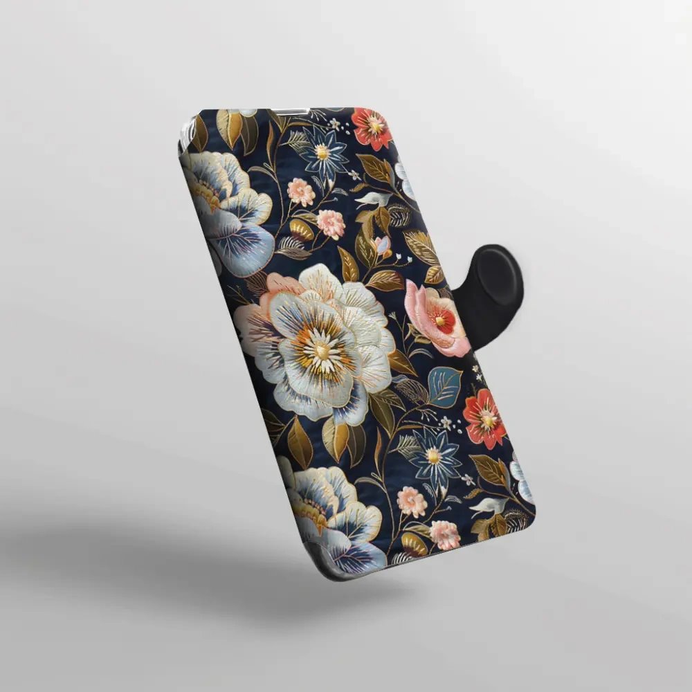 Flip pouzdro na mobil Xiaomi 17T Pro - Mobiwear VB04S, vyšívaná kytice