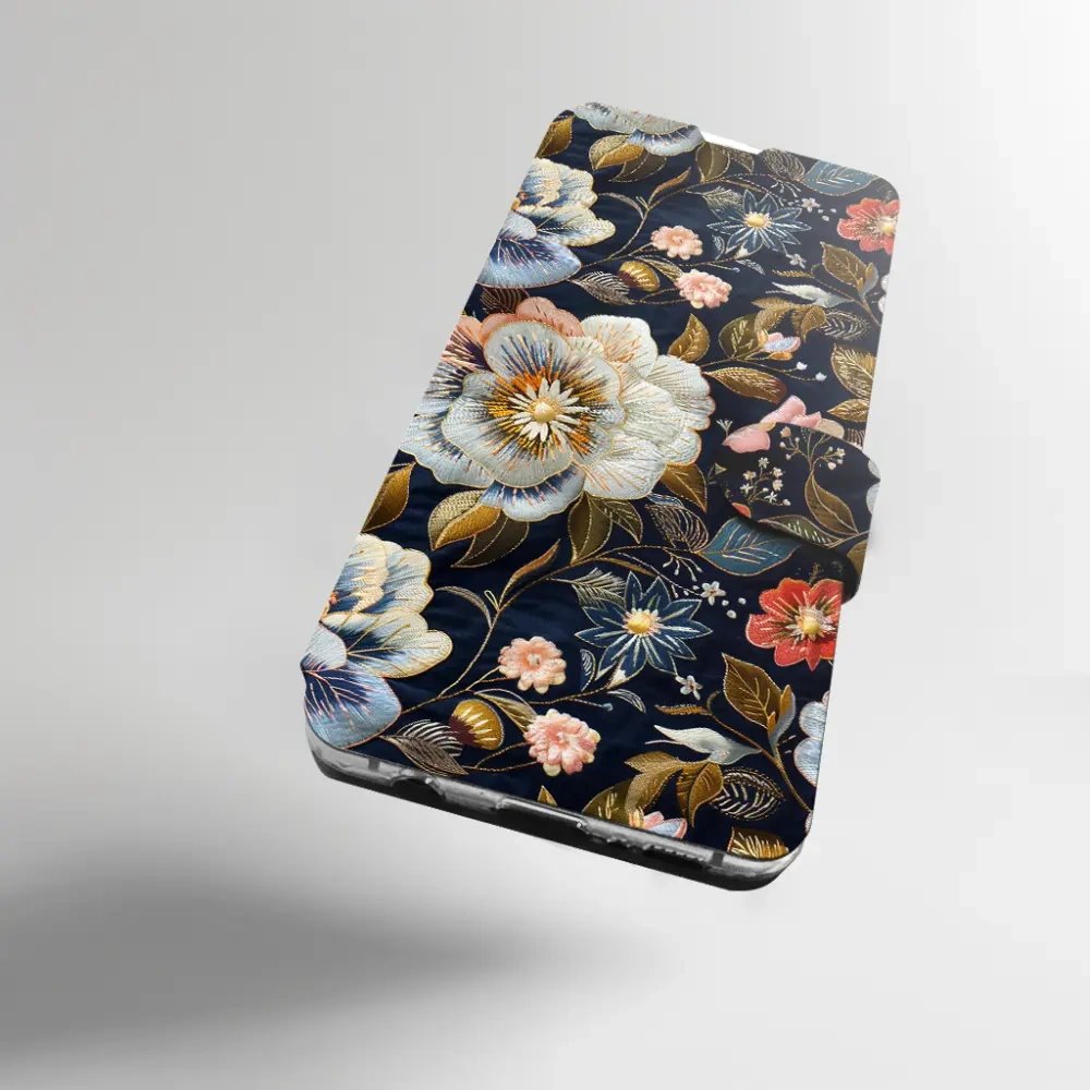 Flip pouzdro na mobil Xiaomi 17T Pro - Mobiwear VB04S, vyšívaná kytice
