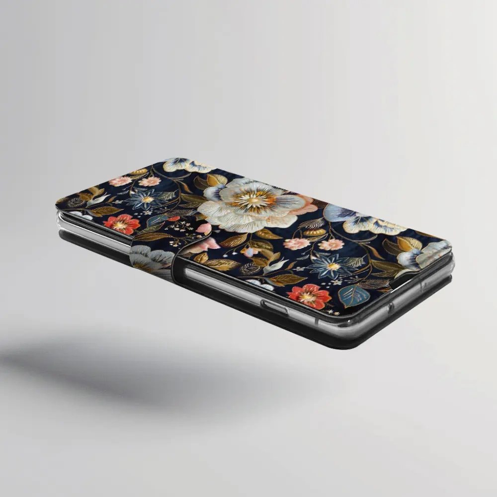 Flip pouzdro na mobil Xiaomi 17T Pro - Mobiwear VB04S, vyšívaná kytice