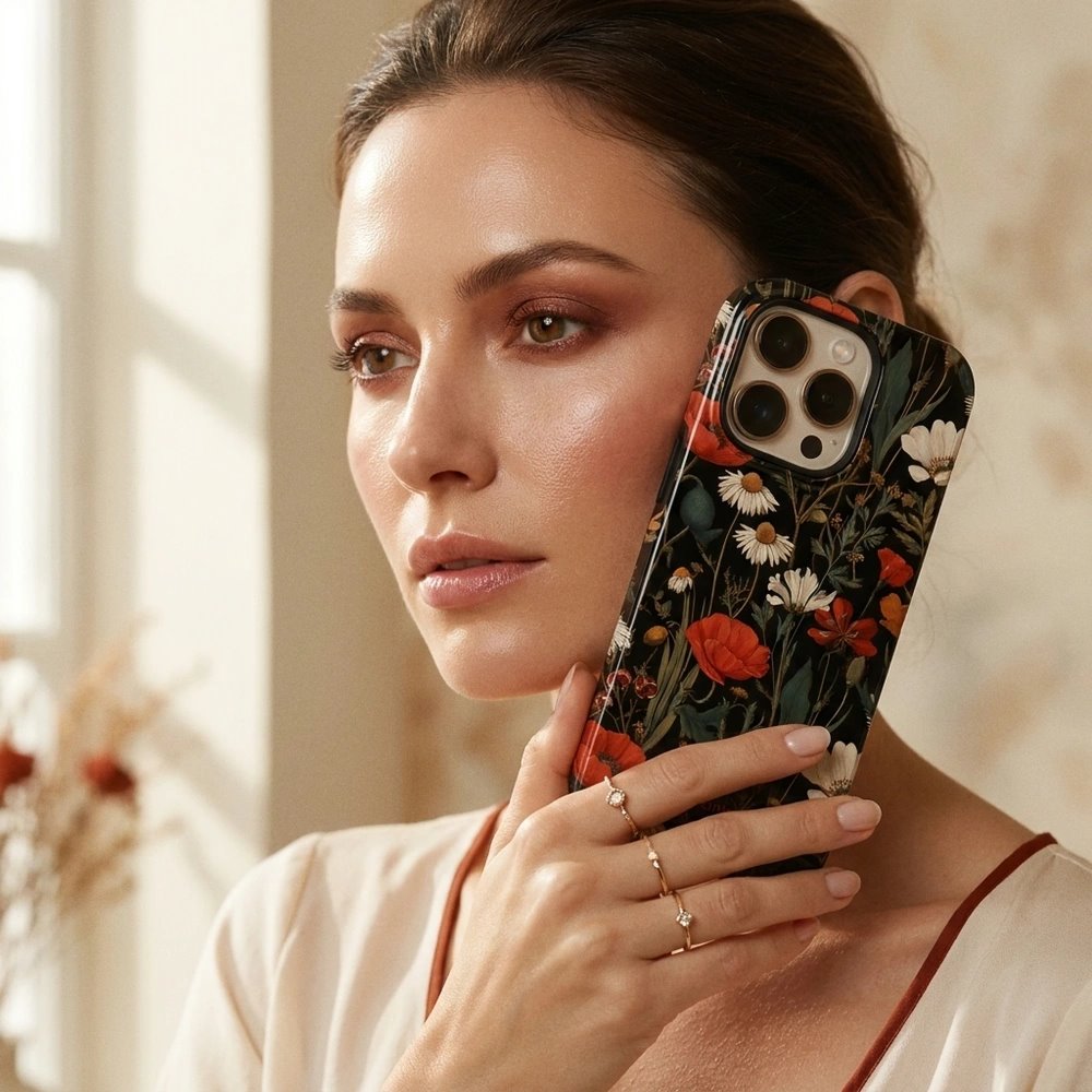 Odolný kryt na mobil Samsung Galaxy Z Flip8 - Mobiwear Elite Pro EB15E, máky na černém