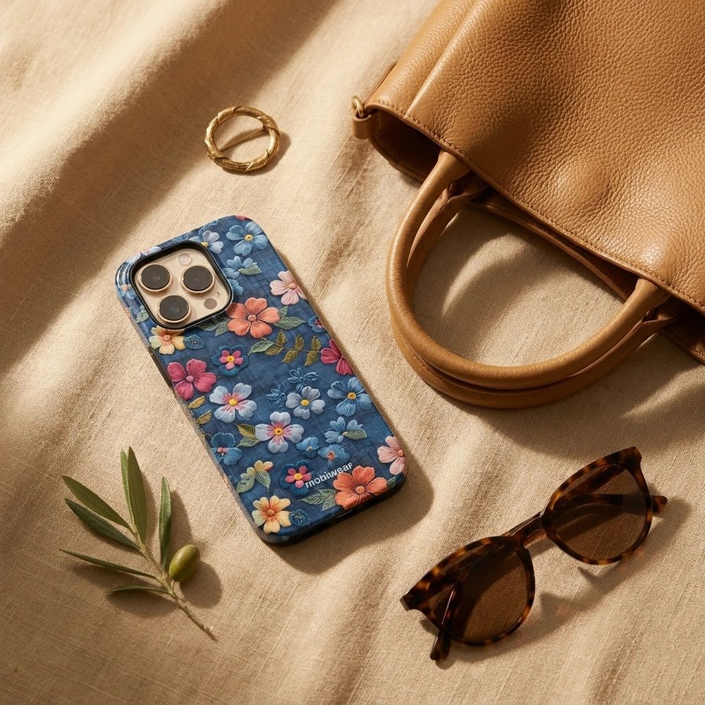 Odolný kryt na mobil Samsung Galaxy A27 5G - Mobiwear Elite Pro EB05E, květiny na denimu