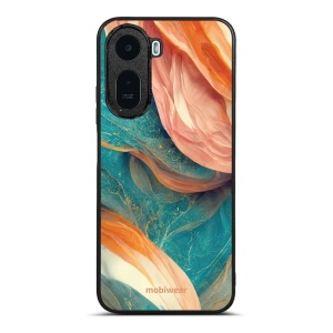 Lesklý kryt na mobil Xiaomi Redmi A7 Pro - Mobiwear Glossy G025G, azurový a oranžový mramor