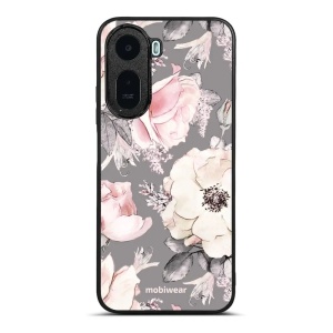 Lesklý kryt na mobil Xiaomi Redmi A7 Pro - Mobiwear Glossy G034G, květy na šedém pozadí