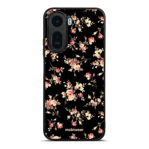 Lesklý kryt na mobil Xiaomi Redmi A7 Pro - Mobiwear Glossy G039G, květy na černé
