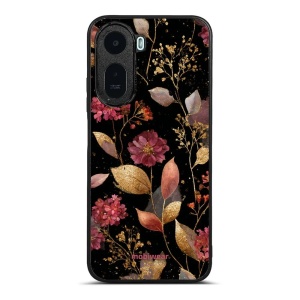 Lesklý kryt na mobil Xiaomi Redmi A7 Pro - Mobiwear Glossy G171G, zlatavé lístky a květy