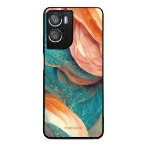 Lesklý kryt na mobil Motorola Moto G06 Power - Mobiwear Glossy G025G, azurový a oranžový mramor