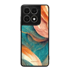 Lesklý kryt na mobil Motorola Edge 70 Pro - Mobiwear Glossy G025G, azurový a oranžový mramor