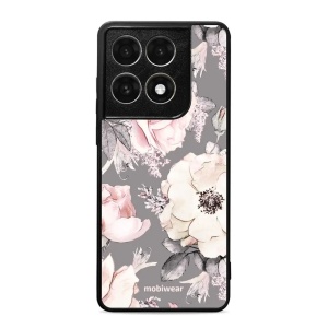 Lesklý kryt na mobil Motorola Edge 70 Pro - Mobiwear Glossy G034G, květy na šedém pozadí