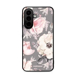 Lesklý kryt na mobil Samsung Galaxy A27 5G - Mobiwear Glossy G034G, květy na šedém pozadí