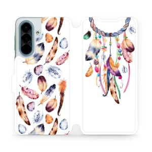 Flip pouzdro na mobil Samsung Galaxy A27 5G - Mobiwear M003S, lapač a barevná pírka